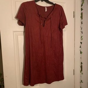 Suede maroon dress